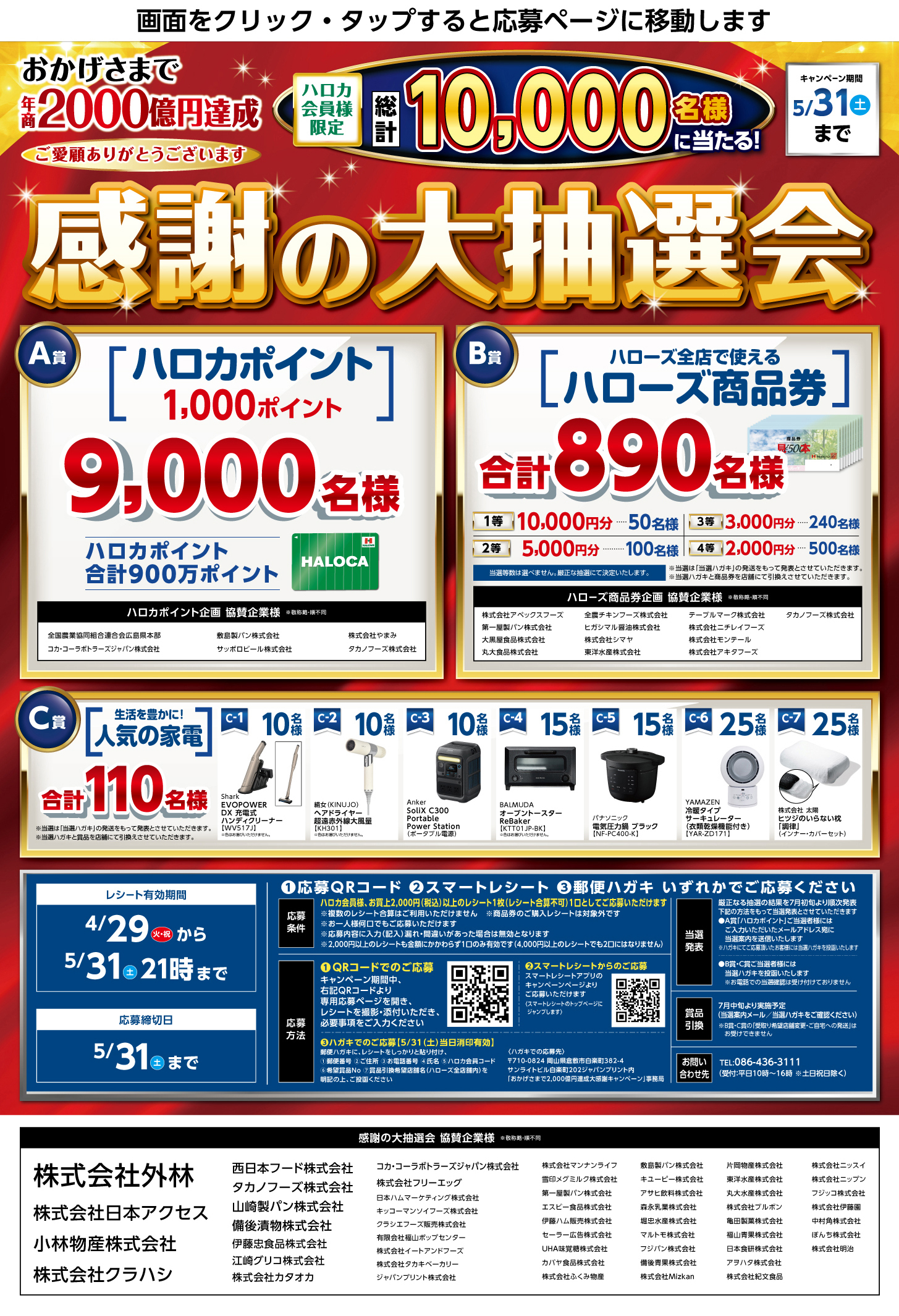 2,000億円達成感謝の大抽選会